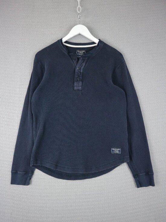 Abercrombie & Fitch Other - Abercrombie & Fitch Henley Shirt Mens Medium Navy Thermal Waffle Preppy Casual